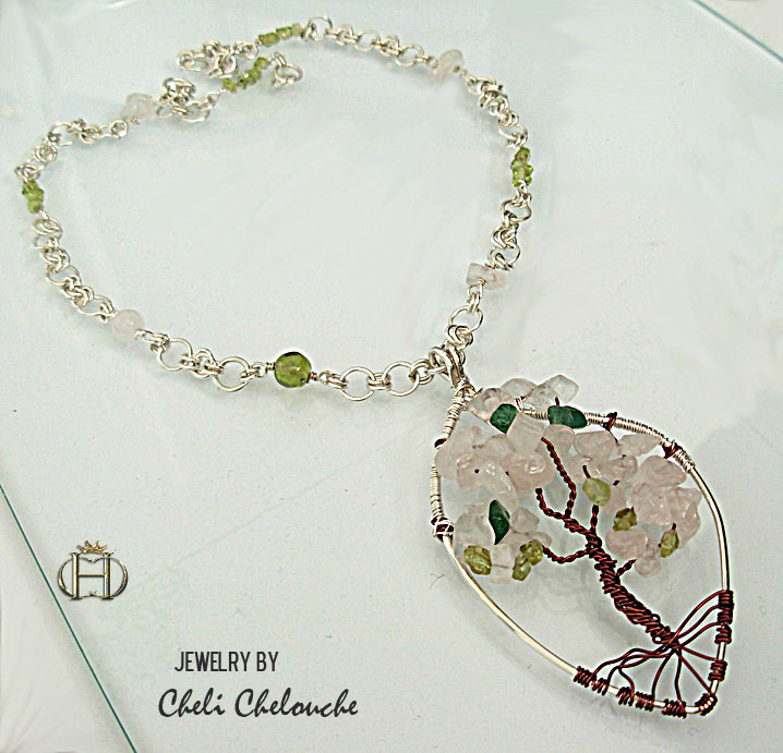 cherry blossom tree of life necklace